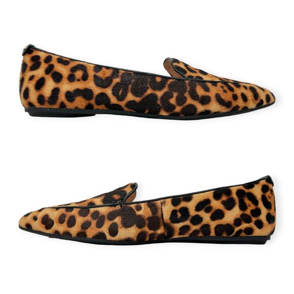 Taryn Rose | 9B | Faye Leopard Print Calf Hair Pointed Toe Slip On Loafer Flats - Picture 4 of 9